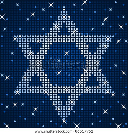A field of flashing lights forms a star of david