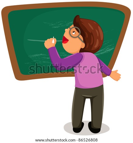 illustration of isolated teacher writing on blackboard