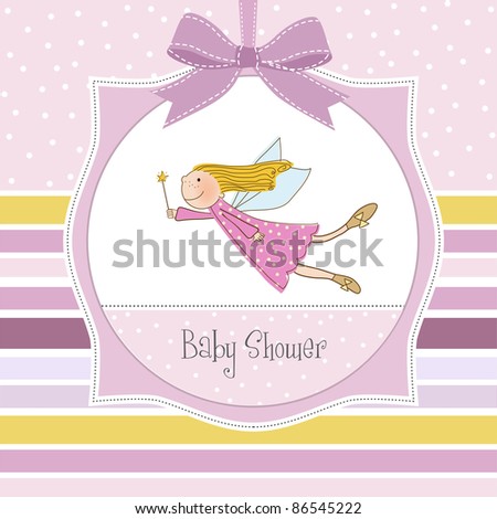 welcome baby girl card with little fairy