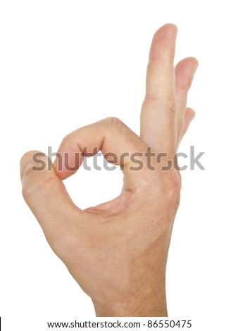 Male hand perfect gesture isolated on white background