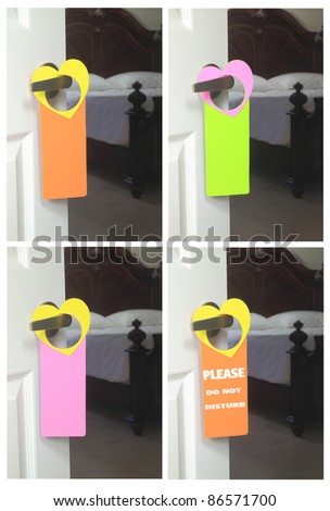 Collage of “Do Not Disturb” hangers in natural settings