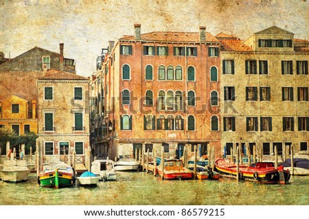 View of Venetian Grand Channel, retro style photo.
