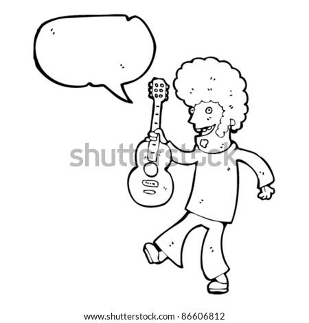sixties guitar player cartoon