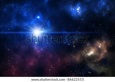 Blue space nebula as abstract background Royalty-Free Stock Photo #86622553