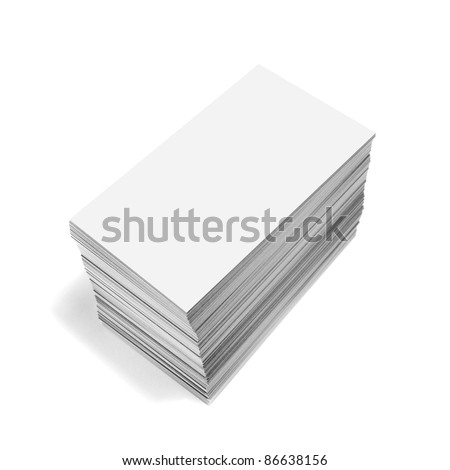 photography of a pile of blank business cards isolated on white