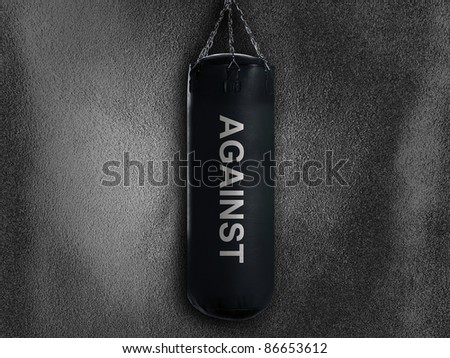 boxing punch bag on black background