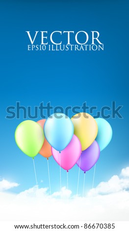 vector balloons above the clouds