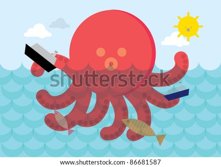 angry octopus vector/illustration