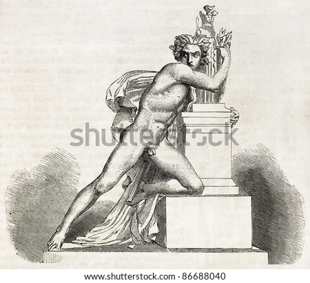 Orestes in the altar of Minerva. Created by Barthelamy, published on L'Illustration, Journal Universel, Paris, 1860
