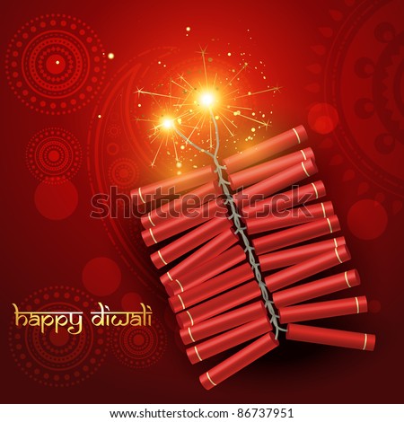 diwali festival crackers on artistic red background