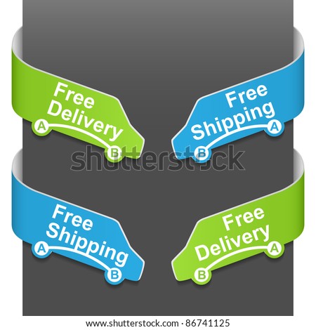 Left and right side signs - Free delivery and Free shipping. Vector illustration.