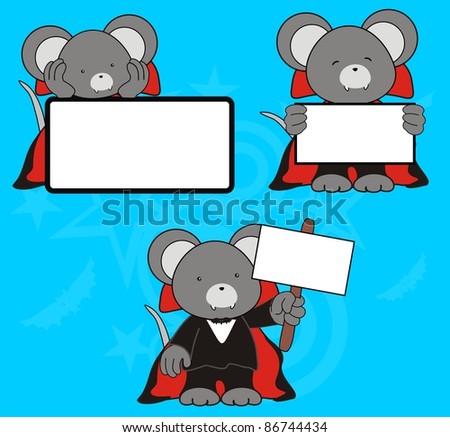 mouse dracula cartoon signboard set in vector format