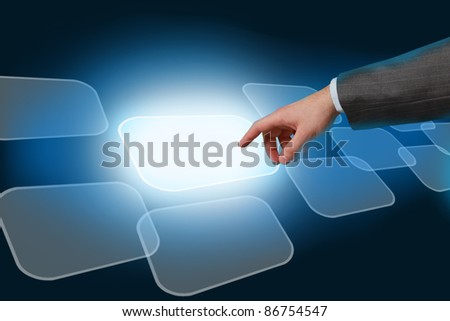 Man's hand pushing the button.Choice concept