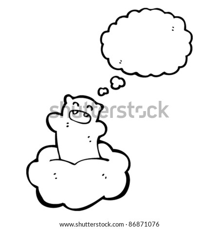 happy bear floating on cloud