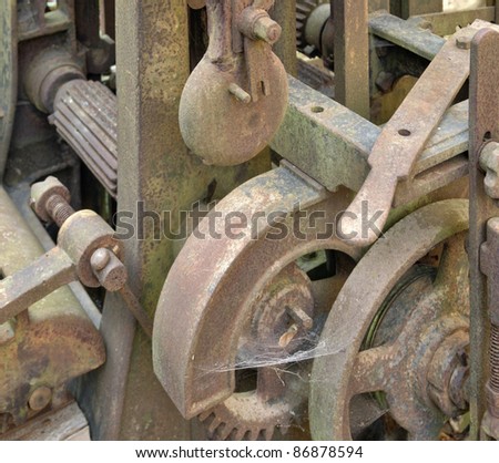 detail of a rusty historic reciprocating saw