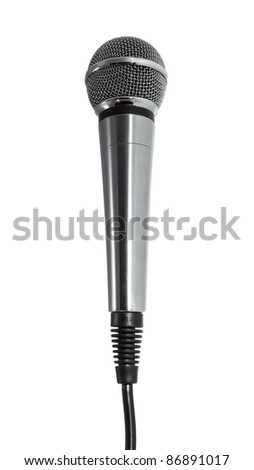 Microphone with cable on white background