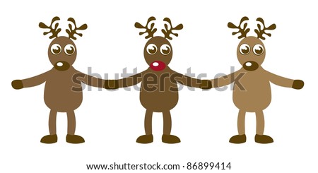 reindeer holding hands isolated over white background. vector
