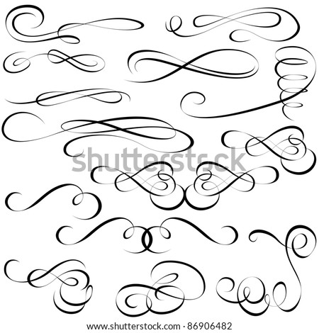 Calligraphic elements - black design elements Royalty-Free Stock Photo #86906482