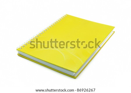 Yellow notebook isolated on white background