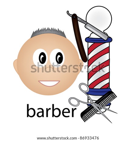 Clip art illustration of a barber occupation icon.