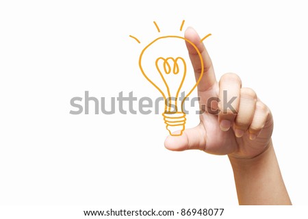 hand holding light bulb. Isolated on white background