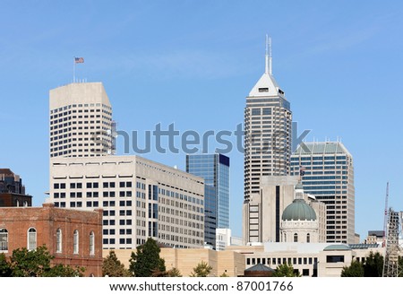 A view of the skyline of Indianapolis, Indiana.