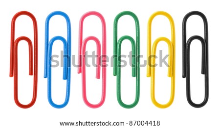 Collection of colorful paper clips Royalty-Free Stock Photo #87004418
