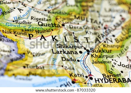 View of Pakistan on the map. Royalty-Free Stock Photo #87033320