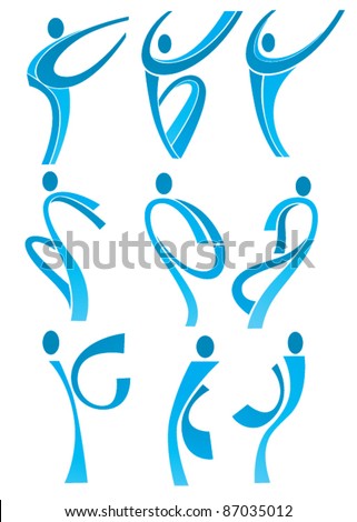 vector collection of sportive abstract people