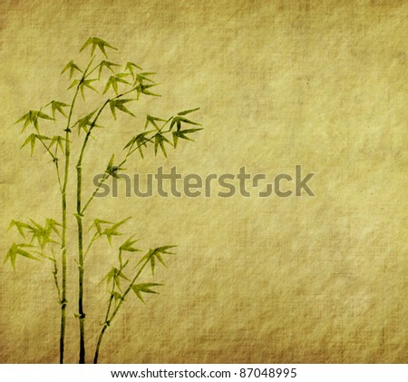 design of chinese bamboo trees with texture of handmade paper
