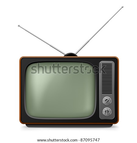 Realistic vintage TV. Illustration on white background for design