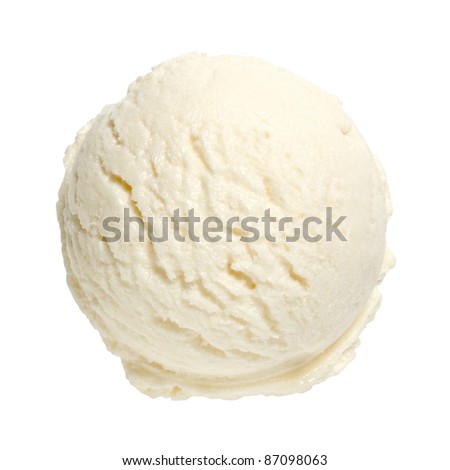 Vanilla ice cream scoop from top or from above isolated on white background. Including clipping path