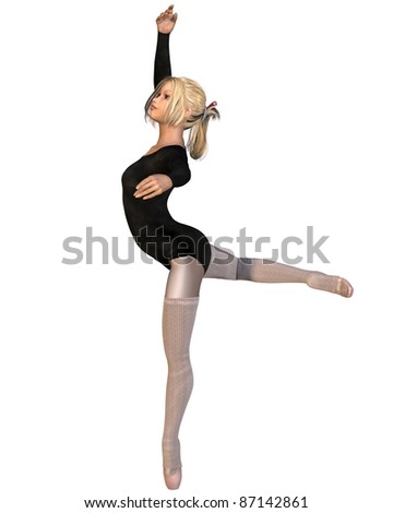 Young ballerina in attitude position, 3d digitally rendered illustration