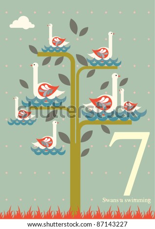 The twelve days of Christmas - seventh day of Christmas - seven swans a swimming
