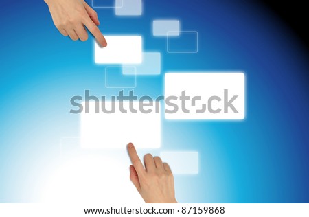 hands pushing the button.Choice concept