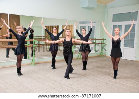 dancer is doing exercises in ballet class