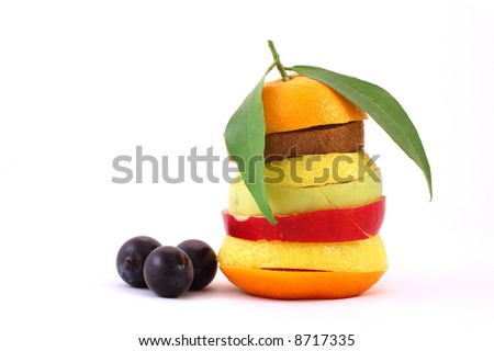 mixed fruits isolated on white background