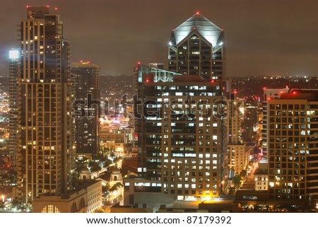 Night scene of Downtown San Diego California