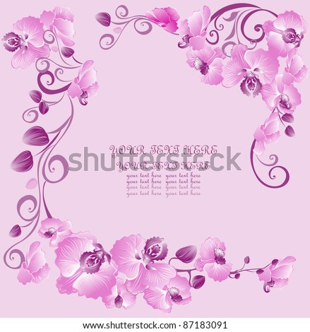Floral border with orchids for your  design