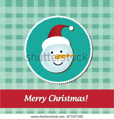 Christmas illustration. Vector merry christmas card with snowman