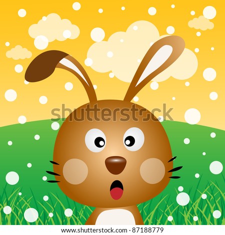 Brown rabbit with snow in the forest