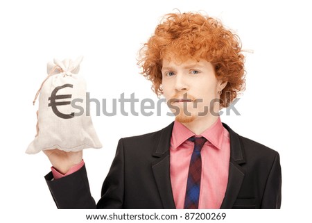 picture of man with euro signed bag
