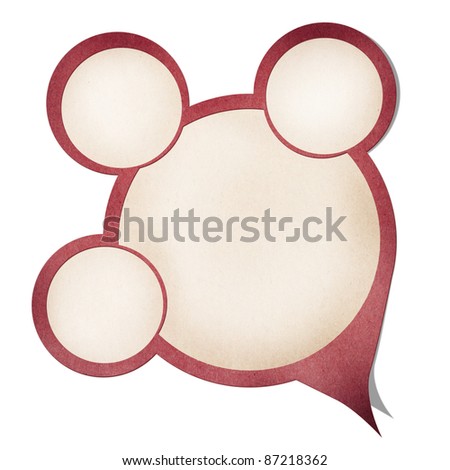 red  paper stick icon created by grunge recycled paper craft  on white background