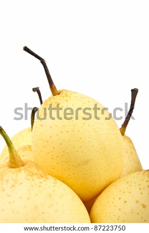 Chinese pear. Close up on white background