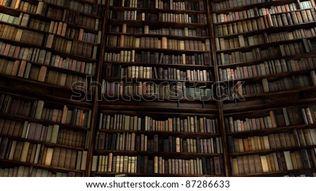 Old Big Library with many shelfs