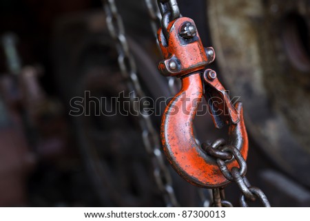 red hoist chain as vintage background Royalty-Free Stock Photo #87300013