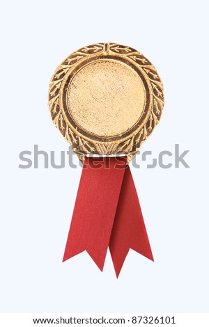 blank gold award ribbons on white(path in side) Royalty-Free Stock Photo #87326101