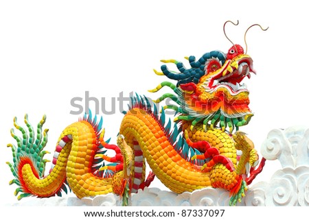 Colorful chinese dragon isolated on white background