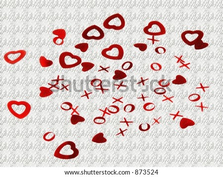 textured hearts and x's and o's background
