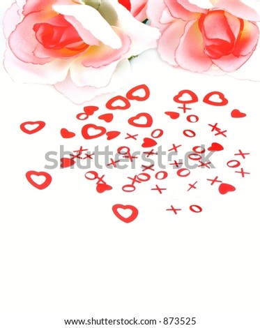 isolated soft roses and hearts